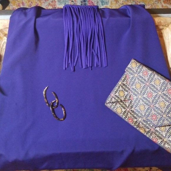 Zara | Deep Sea Blue Dress with Fringe - Picture 2 of 4